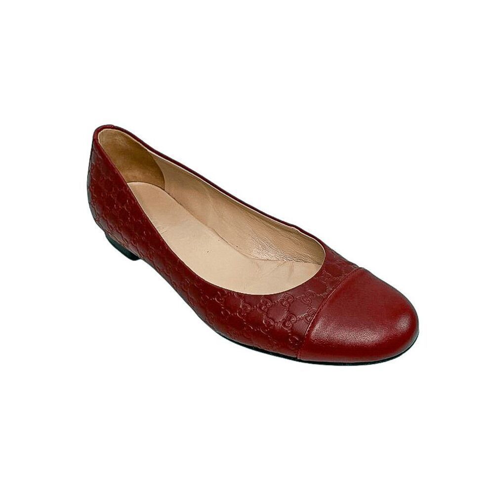 Gucci Miro Soft Microguccissima Red Leather Ballet Flats EU 37 Double G Logo